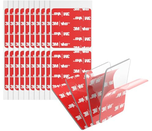 3M Pads Adesivi Biadesivi VHB ad alta Resistenza 50 MM x 50 MM 20 Pezzi Trasparenti 4905 Spessi 0,6 MM Quadrati Nastro di Montaggio in Schiuma Adesivo Forte per Decorazioni Auto Casa Ufficio Loghi