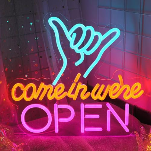 DWOOKE Open Neon-Schilder, LED-Neon-Offen-Schilder für Unternehmen, USB-betrieben, verstellbar, hell, Werbetafel, Neon-Offene Lichter für Wände, Fenster, Bar, Salon, Café, Geschäfte, Club, Hotel