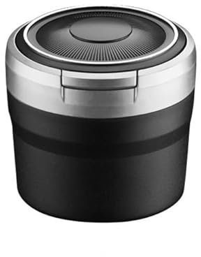 Aschenbecher Auto, für VW Golf/Polo 5 6 7 8 GTE GTI GTD rauchfreien Aschenbecher mit Deckel, Tragbarer Edelstahl Aschenbecher mit LED Licht,Silver