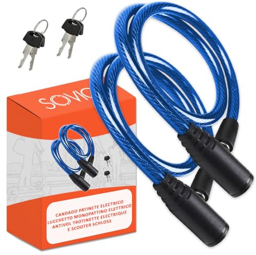 Candado patinete electrico doble seguridad 2 uds cable de Acero resistente 60 cm cierre avanzado con llave seguro robusto practico facil guardar candado para patinete electrico azul
