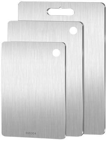 diceevil 3 Stück Edelstahl Schneidebrett, Leicht zu reinigen Küche Schneidebrett für Küche Im Freien Camping Kitchen Countertop
