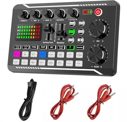 Sound Mixer - Sound Board | Mixer Music | Audio Interface Streaming Live Sound Card Mic Game P | Rgb Pc Audio Interface Volume Fader | Customized Sound for Singing Podcast Recording Streaming