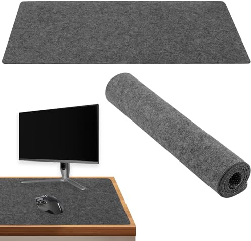 FUNSUEI 2 Stück Schreibtischunterlage Filz 90 x 40 cm, Mauspad Filz Groß Dunkelgrau, Schreibunterlage Laptop Unterlage Filz Desk Schreibtisch Matte für Zuhause, Büro