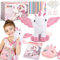 deAO Einhorn Kuscheltier Mädchen, 31 Stück Einhorn Kuscheltier Spielzeug Set mit Einhorn-Kugelschreiber*2, Buntstift*12, Zeichenbuch, Einhorn-Münzgeldbörse und mehr, Einhorn Geschenke für 3-8 Jahre