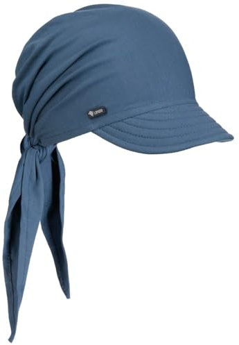 Lipodo Bandana Cap mit Schleifenbindung Damen - Sonnencap Handmade in Italy - Kopftuch mit Schirm - Visor One Size (54-60 cm) - Sommercap aus Baumwolle - Mütze Frühjahr/Sommer blau One Size