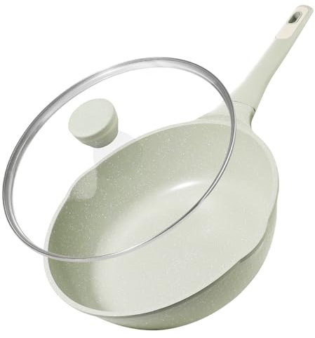 DYGG Poêle Sauteuse Wok Antiadhésive 30 cm - 100% sans PFAS ni PFOA - Compatible Tous Feux (Induction, Gaz, Électrique, Vitro) - Grande Capacité 5,5L Hauteur 9cm avec Couvercle - Revêtement Granit