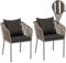 Mendler 2er-Set Gartenstuhl HWC-N41, Outdoor Armlehne, wetterfest Aluminium Seilgeflecht Rope - grau, Kissen dunkelgrau