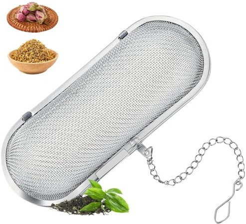 Edelstahl GewüRzsieb& Teesieb – GewüRzsieb Zum Mitkochen, KräUtersieb Mit Kette, GewüRzfilter FüR Kochen & Tee, Wiederverwendbarer GewüRzsäCkchen, GewüRzkugel FüR KräUter & GewüRze