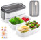 imposyu Bento Lunchbox Meal Prep Bento Box mit 2 Etagen mit Fächern 1400ml Vorratsdosen mit Deckel Luftdicht Brotdose Mikrowellengeeignet für Kinder und Erwachsene
