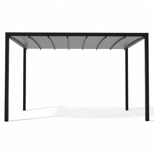 Briconess.com Gazebo pergola bioclimatica motorizzata da Esterno in Alluminio 3x4 mt con Sistema Retrattile Integrato e Illuminazione LED - Antracite