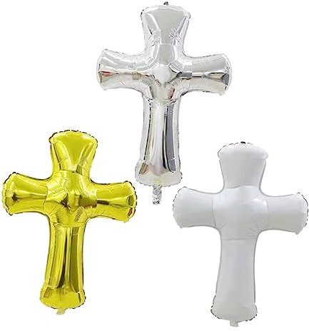 JOINPAYA 3stücke Kreuzform Folienballons Zur Taufe Deko Ballons Für Festlichkeiten Und Kinderfeiern