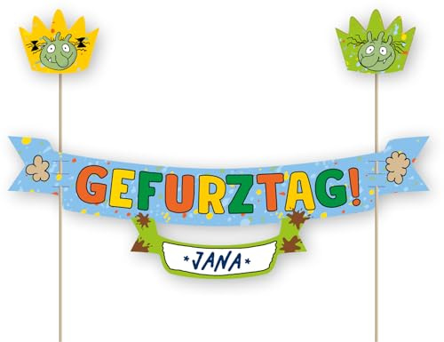 Tortenbanner * DIE OLCHIS * als Deko als Kuchen und Torten | 23x20cm, mit Krone und Namensschild | für Kindergeburtstag Kinderparty Kinder Geburtstag Party Olchi