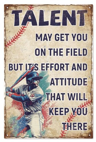 WADORN Metall Blechschild „Baseballspieler“ Im Vintage Stil 20x30cm Lustiges Retro Blechschild „Bassball Club“ Motivierendes Zitat Wandkunst Poster Plakette Dekor Für Garage Baseball Geschenke Dekor