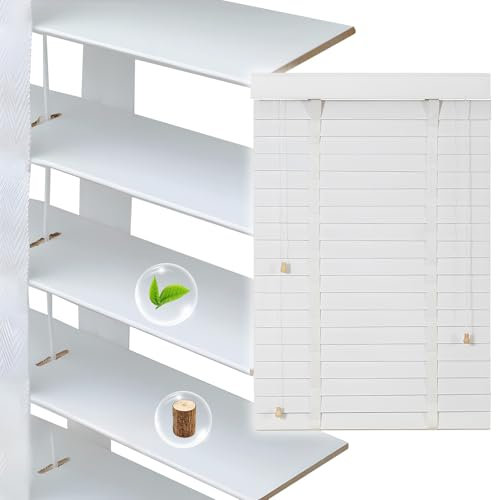 JFOZDM Maßanfertigung Holzjalousie 50mm, Jalousien Fenster Innen, Holzjalousie Innen, Sonnenschutz and Sichtschutz, Jalousien für Schlafzimmer, Terrasse, Büro, Einfache Montage, Mehrere Farben