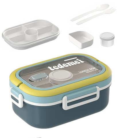 Electri-HQ 1930 ml Lunchbox, letztes Design, Lunchbox, Bento-Box, mikrowellen- und spülmaschinenfest, beheizbare Lunchbox, Lunchbox für Kinder, Schule, Büro und Reisen (Blau)