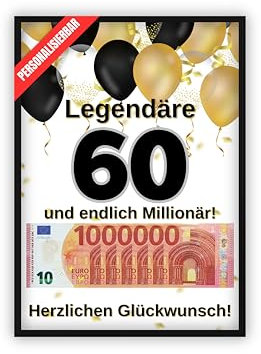 dockyardos® Geldgeschenk zum 60. Geburtstag | Geld kreativ verschenken für Mädchen und Junge | Deine erste Million | Geschenkidee für Mann und Frau