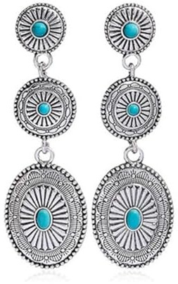 SIXDUTON Baumeln Sie Ohrring Damen, Sommer Strand Vintage Ohrringe mit Anhänger Boho Schmuck (Silber-A)