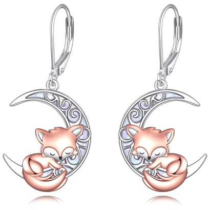 YONFQE Fuchs Ohrringe 925er Sterlingsilber Opal Mondfuchs Ohrringe Tierschmuck Geschenke für Damen