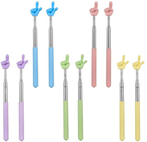 McBlast 10 Stück Teleskop Zeigestab Fingerform Bunt | Ausziehbarer Zeigestock, ideal für Unterricht und Vorträge. Leichtes Lehrerzubehör, praktisch und handlich.