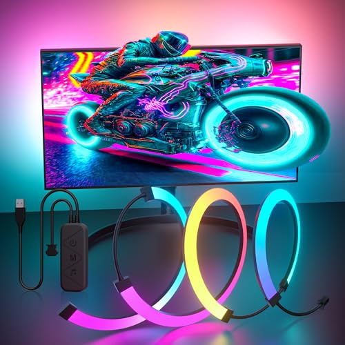 MIWATT Gaming Monitor Light, Backlight with Screen Color sync Effect for 24-27inch Computer Monitor, Compatible with Windows