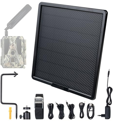 DÖRR Solarpanel mit 15000mAh Akku, 6V/9V/12V DC & USB-A/USB-C, 18W, IP66 | Solarstrom für Wildkameras, Überwachungskameras, Futterstreuer & Outdoor-Geräte, Solar Ladegerät, Solar Powerbank, wetterfest