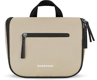 Sherpani Co-Pilot, Travel Toiletry Bag, Hanging Cosmetic Organizer, Water Resistant Makeup Bag, Shower Dopp Kit, Essentials Toiletries for Women, Travel Gift (Straw)