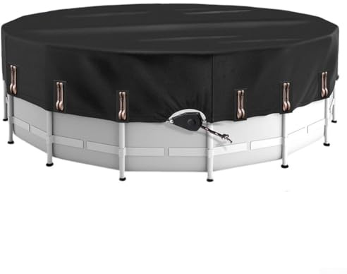 LatoYard Bâche de piscine ronde pour petites piscines et enfants, 3 à 5,5 m, en tissu Oxford résistant aux UV avec réduction de l'évaporation, noir