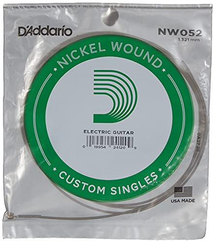 D'Addario NW052 Corde seule avec filet en nickel pour guitare électrique Calibre .052