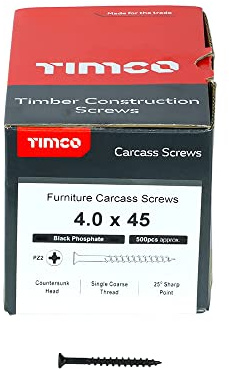 TIMCO PZ2 CSK Passivated Carcass Screws - Black - 4.0 x 45 - Box of 500
