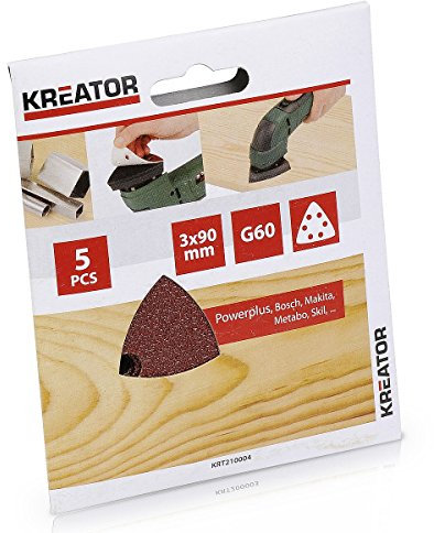 5 Schleifscheiben 90 x 90 x 90 mm Körnung G60 für Holz Hook&Loop für Dreieckschleifer Schleifscheibenset zur Holzbearbeitung für Handschleifer
