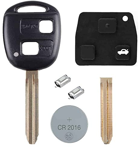 RKFUK® DIY Repair Kit Replacement 2 Button Remote Car Key Fob Case TOY43 Blade 2 Micro Switches New Battery Rubber Buttons pad for Toyota Yaris Celica MR2 Rav4 Hiace Hilux Keys Fobs Toyota Cars Vans