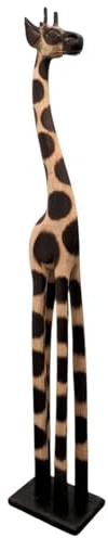 Artisanal Statue Giraffe, stehend, 100 cm, aus Holz, afrikanische Dekoration.