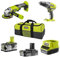 RYOBI 5133003842 - Combo 2 Outils 18 Volts ONE Plus : 1 Perceuse Percussion Plus 1 Meuleuse d'angle 115 mm 2 Batteries (2 and 4Ah), Chargeur, Sac de Transport - R18PDAG-242S
