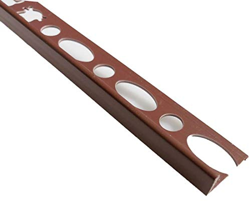 Tile Trim Square Straight Edge L-Shape 8mm-10mm 2.5M Plastic PVC Colors TMW Profiles (8 mm, Brown)