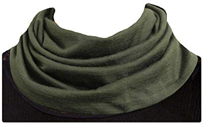 UK_Stone Damen 30% Seide 70% Wolle Unifarbener Streifen Schlauchschal Loop Halstuch Abnehmbar Faux Kragen
