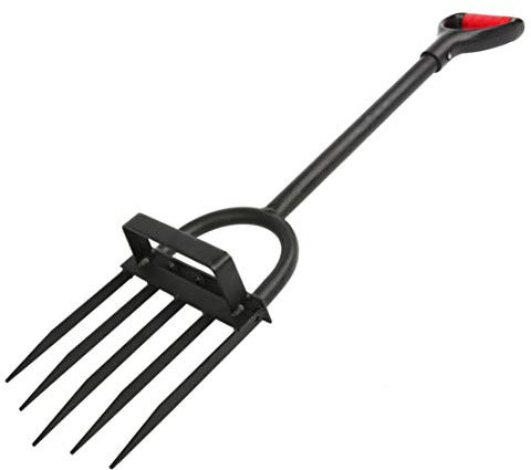 Ymachray 5-zackige robuste Pitchgabel für den Garten – Langstielige Grabegabel Gartenklaue Jäter