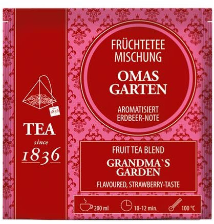Früchteteemischung Oma´s Garten Erdbeer-Note aromatisiert 50 Pyramidenbeutel im Sachet à 4 g
