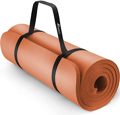 TRESKO Yogamatte Phthalatfrei - Gymnastikmatte rutschfest, Pilatesmatte Fitnessmatte mit Tragegurt, 190 x 100 x 1,5 cm Orange