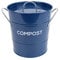 Metal Kitchen Compost Caddy - Composting Bin for Food Waste Recycling (Dark Blue)