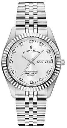 Jacques Du Manoir Damenuhr - Inspiration DayDate, 40 mm Analog Quarzuhr mit Edelstahl Armband