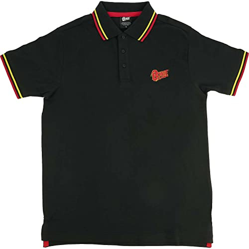 David Bowie Polo hemd -XL- Flash Logo Schwarz