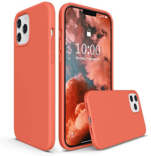 SURPHY für iPhone 12 Pro Max Hülle Silikon, Handyhülle iPhone 12 Pro Max Case 6,7 Zoll aus Premium Flüssigsilikon, Schutzhülle mit weiches Mikrofaser-Futter, Nektarine
