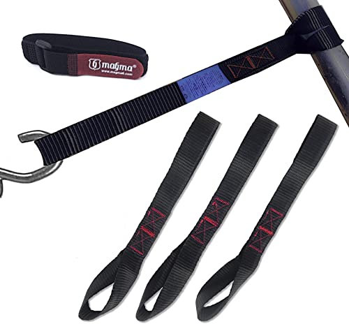 MAGMA 4 Cinghie di Fissaggio Piccole per Rimorchi e ancoraggi con 2 misure | 1000 Kgf/unit | 30 cm lunghezza | 25 mm di larghezza | EN-12195-2 | Nero | Moto | Anelli morbidi Portabiciclette, quad, ATV