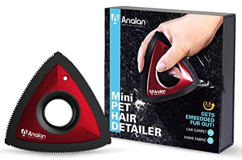 ANALAN Brosse Anti Poils Animaux, Mini Epilateur de Poils d'animaux pour Chiens et Chats, Brosse pour Voitures, Tapis, Peluches, Canapé et Meubles(Rouge)