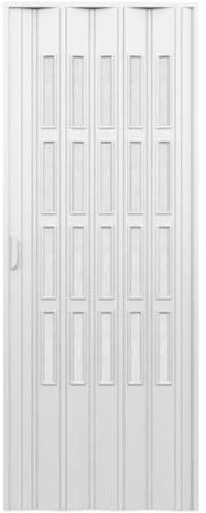 Falttür für Innenbereich mit Niagara-Glas weiß 83 x 214 cm