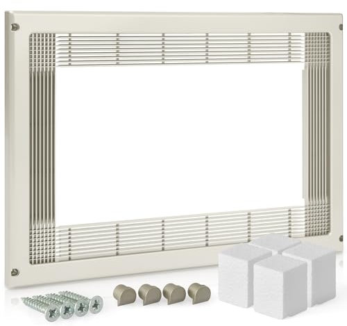 AZERODESIGN- Marco Microondas - Embellecedor Microondas -Marco Microondas INOX -40x60 cm - 22 mm de Grosor - Incluye Tornillos, Tapas Embellecedoras y 4 Tacos en Polietileno-Rejilla Recortable