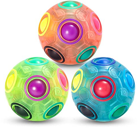 Vdealen Regenbogenball Set Magischer Puzzleball Zappelball Spiel Spaß Stressabbau Geschicklichkeitsspiele Pädagogische Spielzeug Denksport Ball Spielzeug Knobelspiel für Kinder Teens & Erwachsene