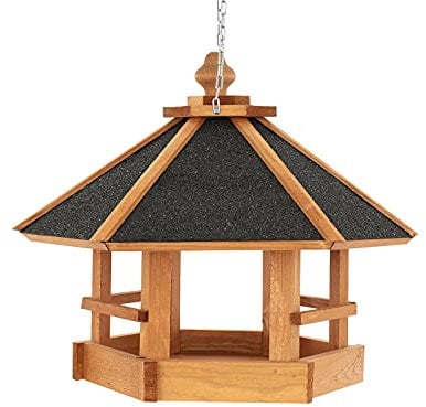 Vogel Futter Haus Futterstelle Sechseck aus Holz Vogelhaus zum Hängen