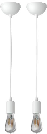ledscom.de 2 Stück Pendelleuchte DORI, weiß matt + LED Lampe 240lm, extra-warmweiß