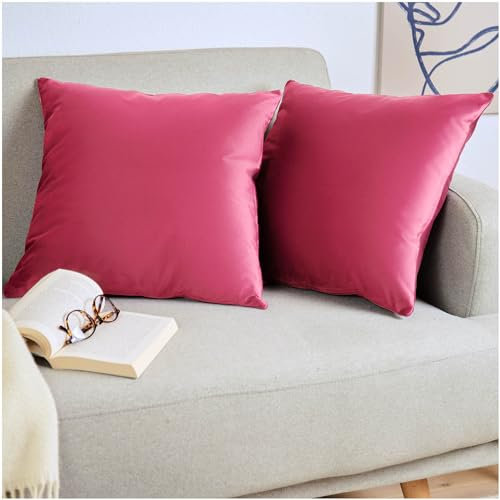 Blumtal 2er Set Kissenbezug 60x60 cm Pink - dekorativer Samt Kissenbezug mit verstecktem Reißverschluss, Kissenhülle für Zierkissen Deko-Kissen Polster Sofakissen & Couchkissen, waschbar